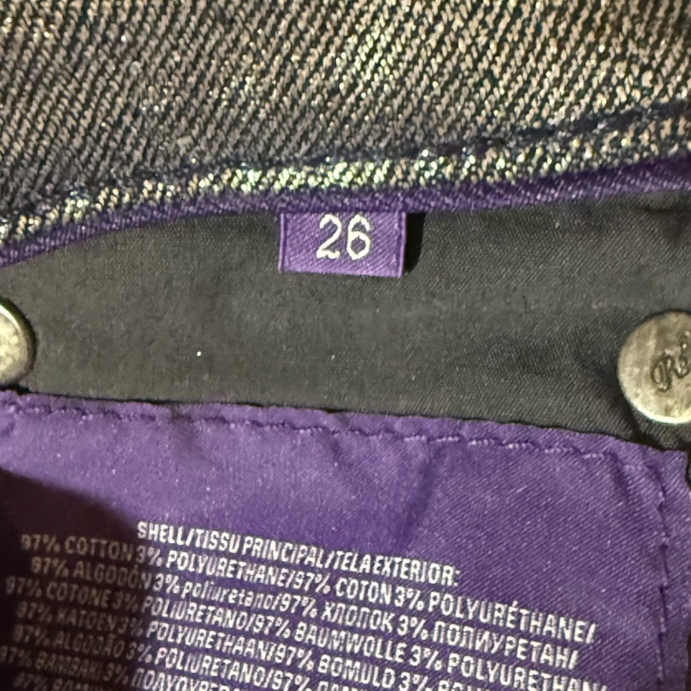 Ralph Lauren Purple Label Silver Metallic Coated Boot Cut Mid-Rise Jeans Size 26 - Picture 10 of 12